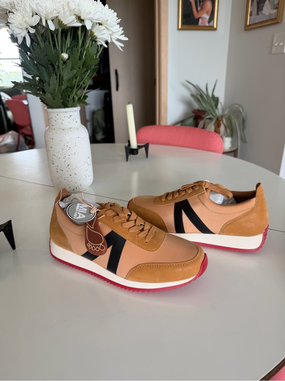 Women's MIA Brand Tan Athletic Sneakers with Black Accent